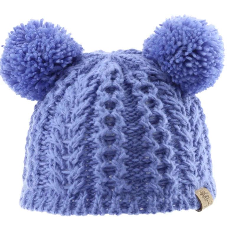 Beanie With Poms - Blue