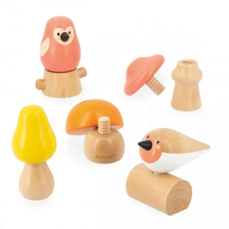 Birds And Mushrooms Screw Toys