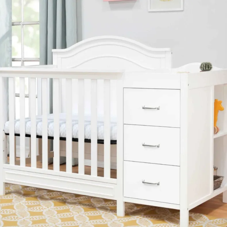 Charlie 4-in-1 Convertible Mini Crib and Changer - White