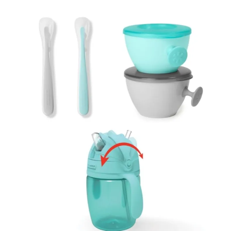 Easy-Feed Mealtime Set - Teal/Grey