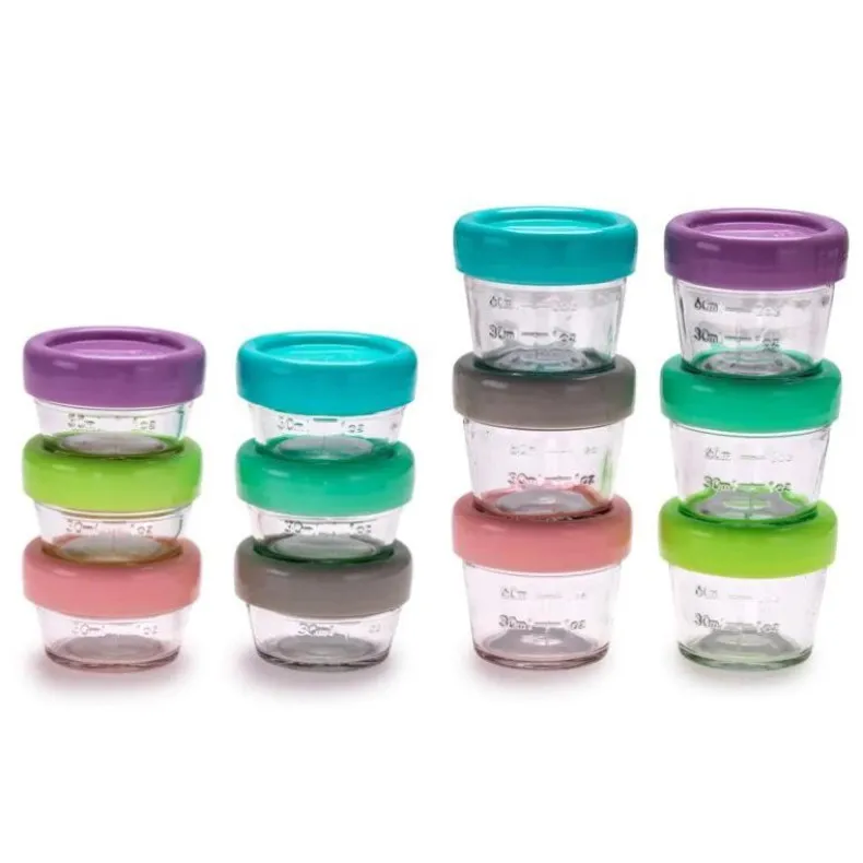 Glass Food Containers 12 Pack Set - 2oz and 4oz