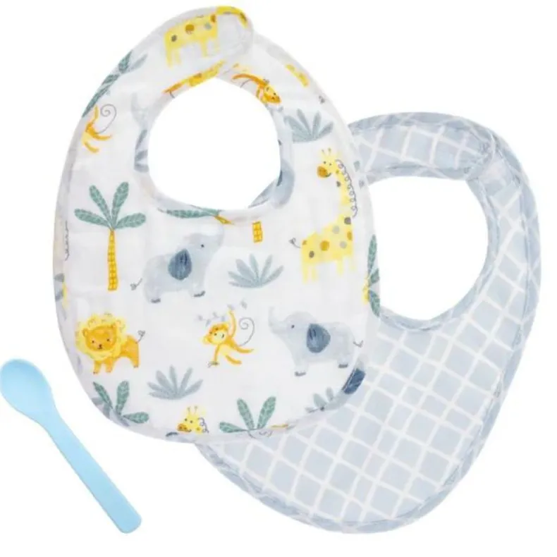 Muslin Bib Set With Matching Spoon