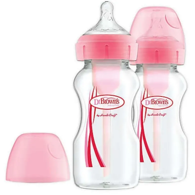 Options+ Wide Neck 9oz Bottle - Pink (2 Pack)