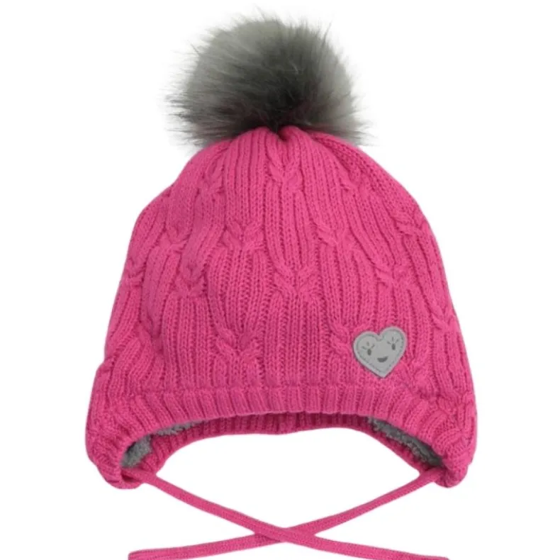 Pom Pom Heart Hat
