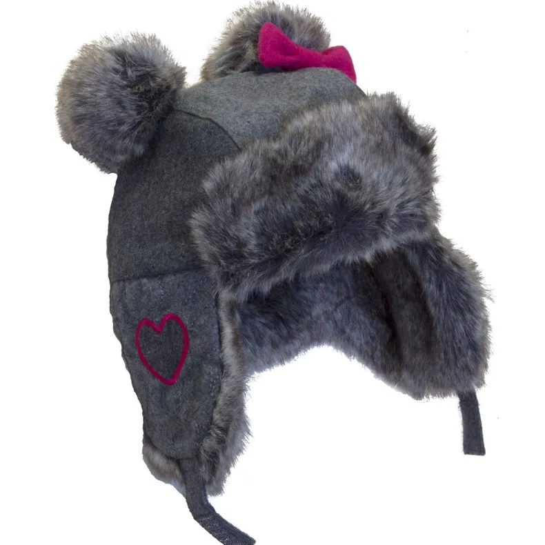Pom Trapper Hat - Grey