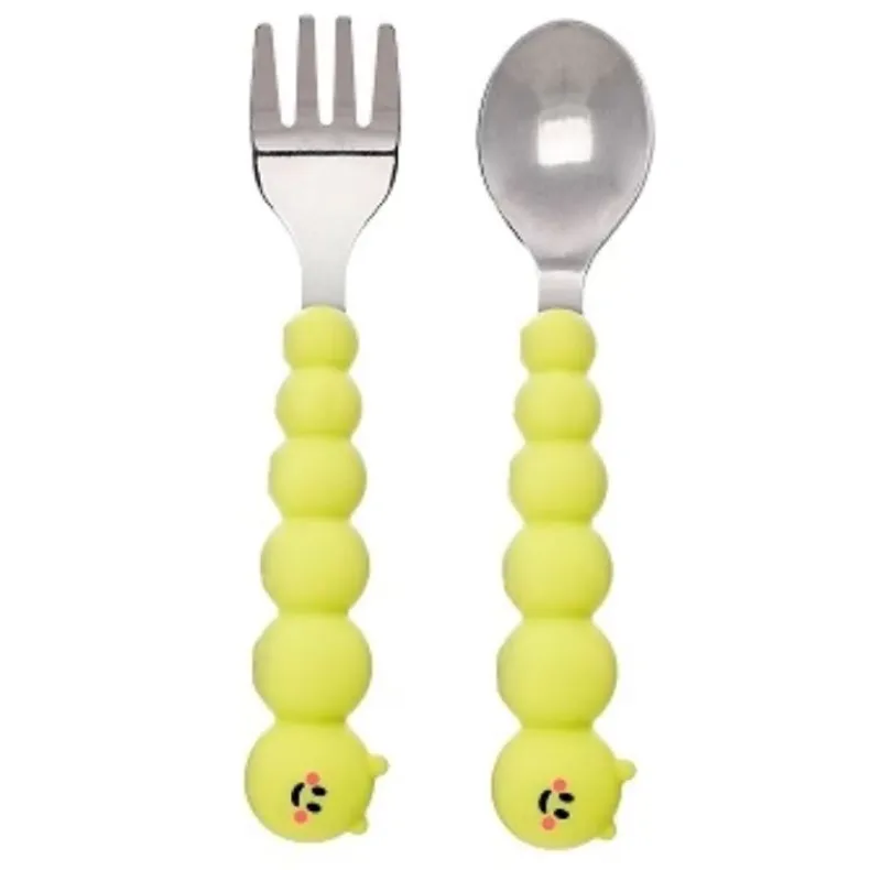 Silicone Caterpillar Spoon and Fork Set
