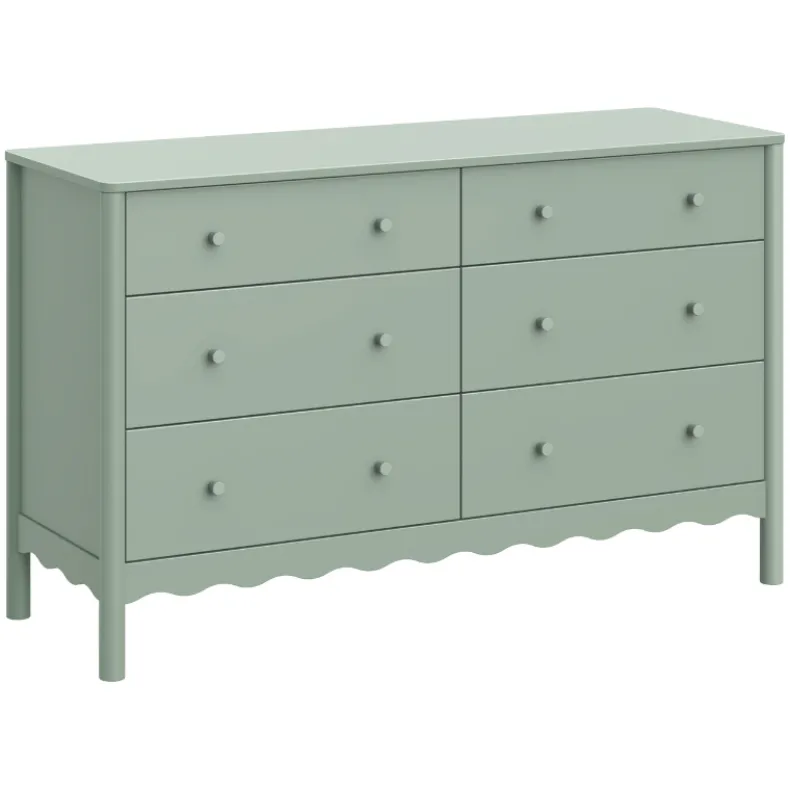 Swell 6-Drawer Assembled Dresser in Light Sage