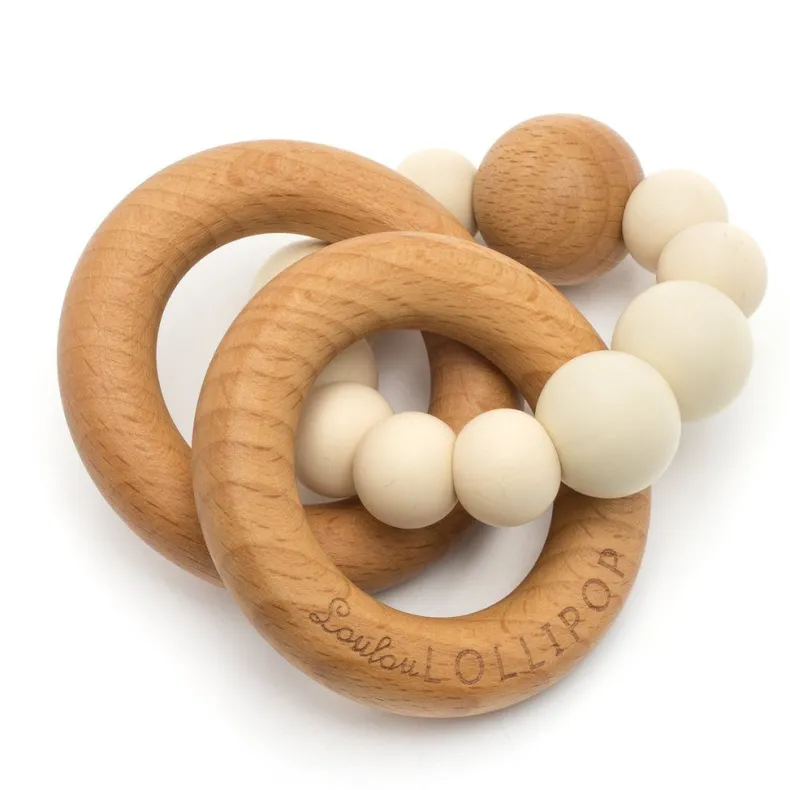 Wood and Silicone Rattle Teether